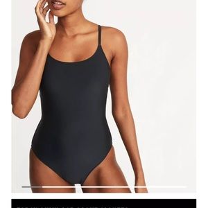 Scoop neck swim suit bathing suit black large NWT